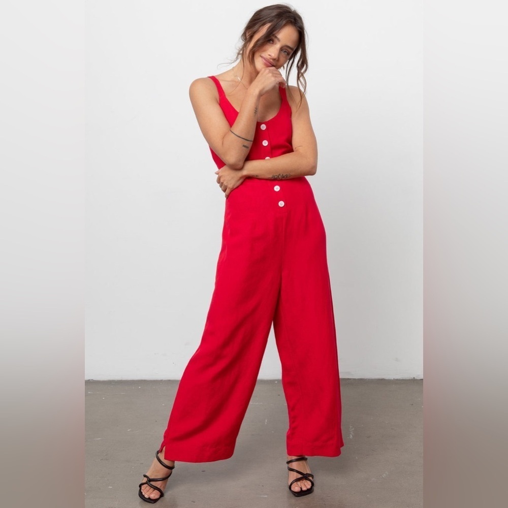 SOLD OUT Rails Teresa Cayenne Red Wide Leg Jumpsuit NWT Size S